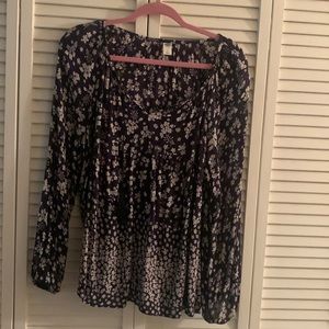 Old Navy blouse. Large blue and white